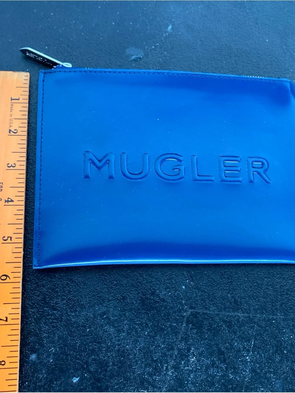 Mugler Navy Blue Zip Pouch with Star Detail